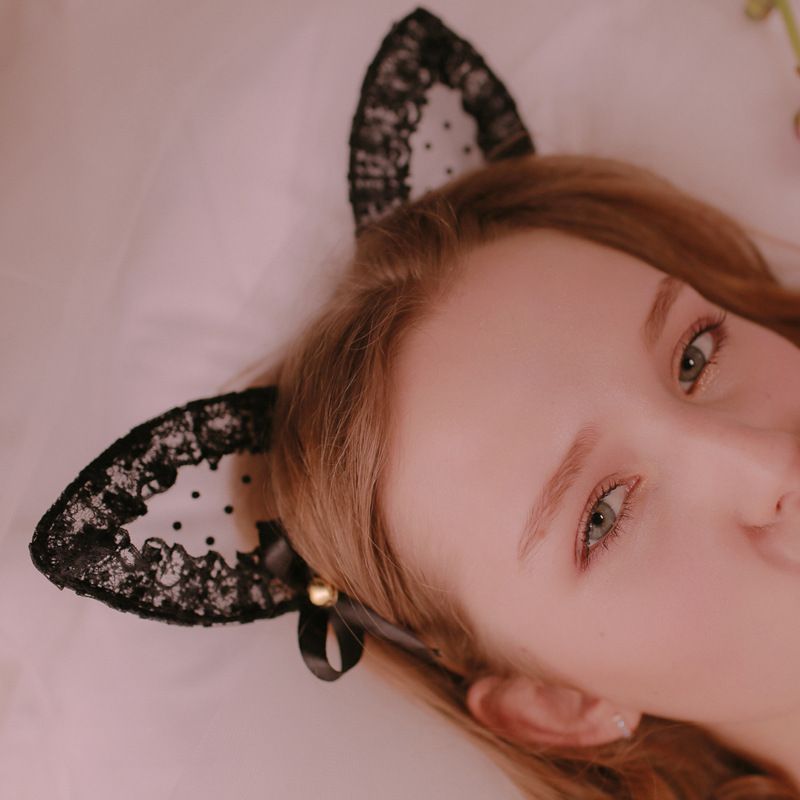 Bell Decor Lace Cat Ear Headband